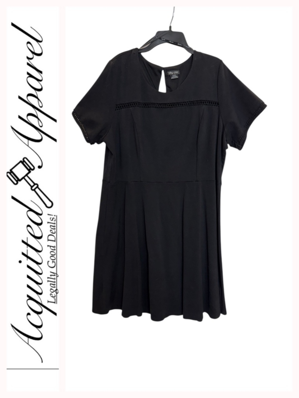 City Chic Swoop Neck Keyhole Back Heavy Midi Dress XL/22